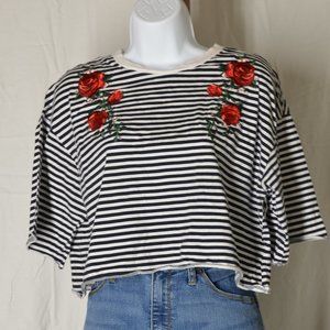 T-Shirt with Rose Embroidery